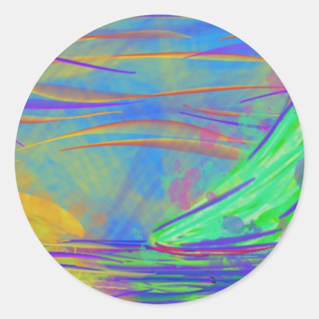 Pegatina Redonda vela de atardecer (Anverso)