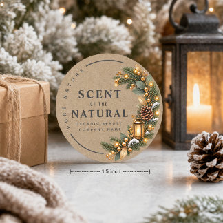 Pegatina Redonda Vela de belleza orgánica natural con aroma rústico