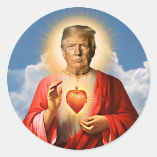 Pegatina Redonda Vela de la oración de Saint Trump