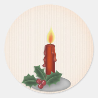 Pegatina Redonda Vela de Navidades rojos
