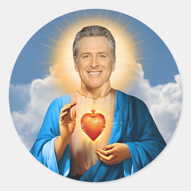 Pegatina Redonda Vela de oración de Saint Gavin Newsom (Anverso)