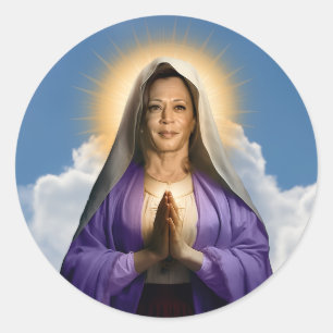 Pegatina Redonda Vela de oración de Saint Kamala Harris