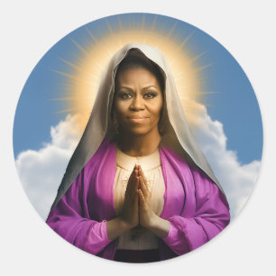 Pegatina Redonda Vela de oración de Santa Michelle Obama