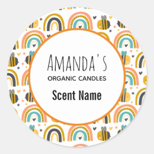 Pegatina Redonda Vela de patrón de arbustos y arcos de lluvia