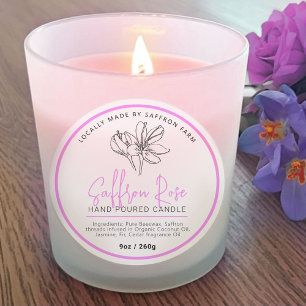 Pegatina Redonda Vela de rosa azafrán ingrediente dibujado logo mal