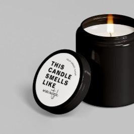 Pegatina Redonda Vela de soja casera Chic Caligrafía Blanco Clásico