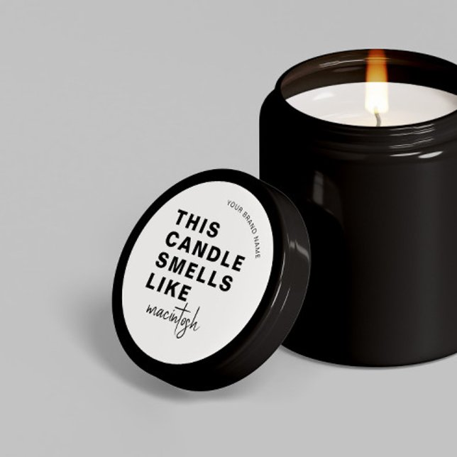 Pegatina Redonda Vela de soja casera Chic Caligrafía Clásica Blanca (Subido por el creador)