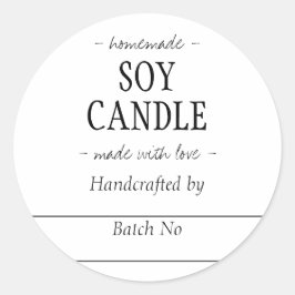 Pegatina Redonda VELA DE SOJA Hecha a mano y artesanal