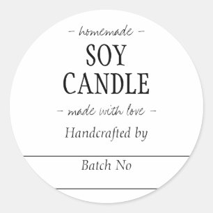 Pegatina Redonda VELA DE SOJA Hecha a mano y artesanal
