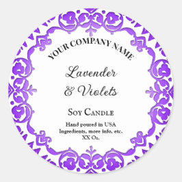Pegatina Redonda Vela de vintage rubia morada editable