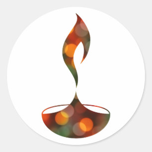 Pegatina Redonda vela del bokeh del diya del diwali