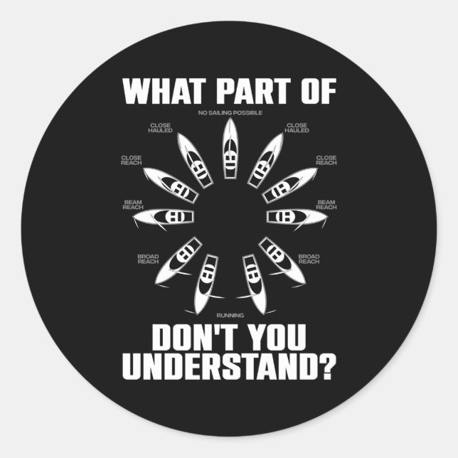 Pegatina Redonda Vela En Barco De Vela (Anverso)