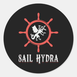 Pegatina Redonda Vela Hydra Bote vela barco velero yate