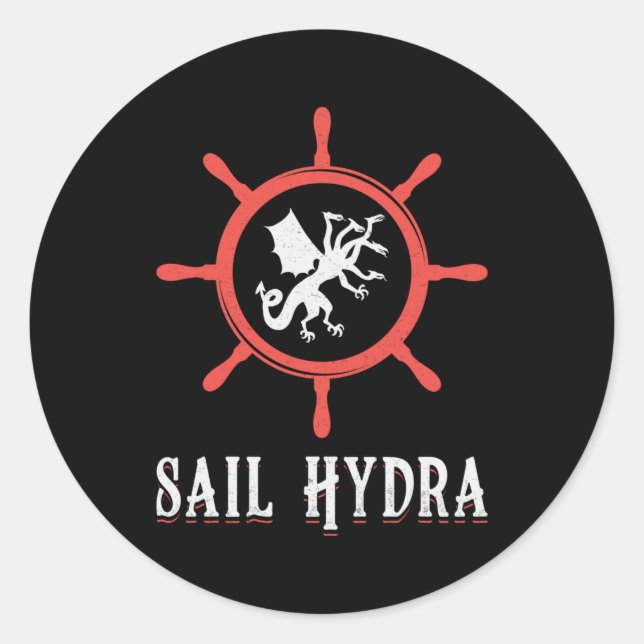 Pegatina Redonda Vela Hydra Bote vela barco velero yate (Anverso)