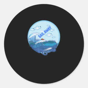 Pegatina Redonda Vela - Navegar Por La Libertad