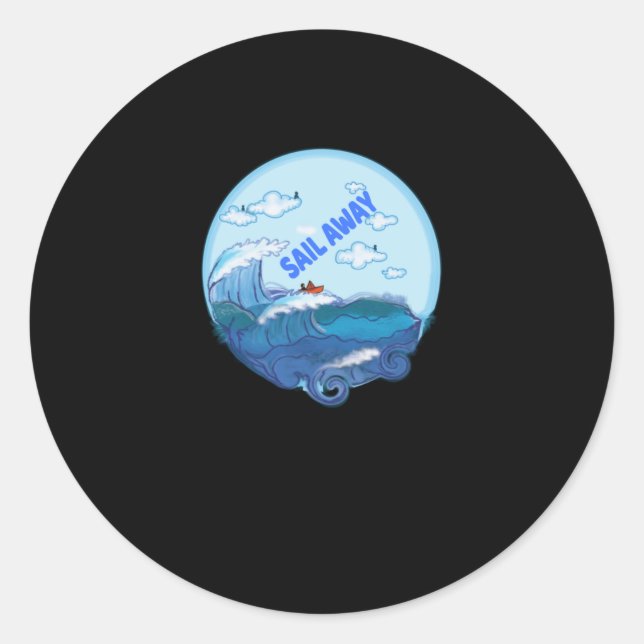 Pegatina Redonda Vela - Navegar Por La Libertad (Anverso)