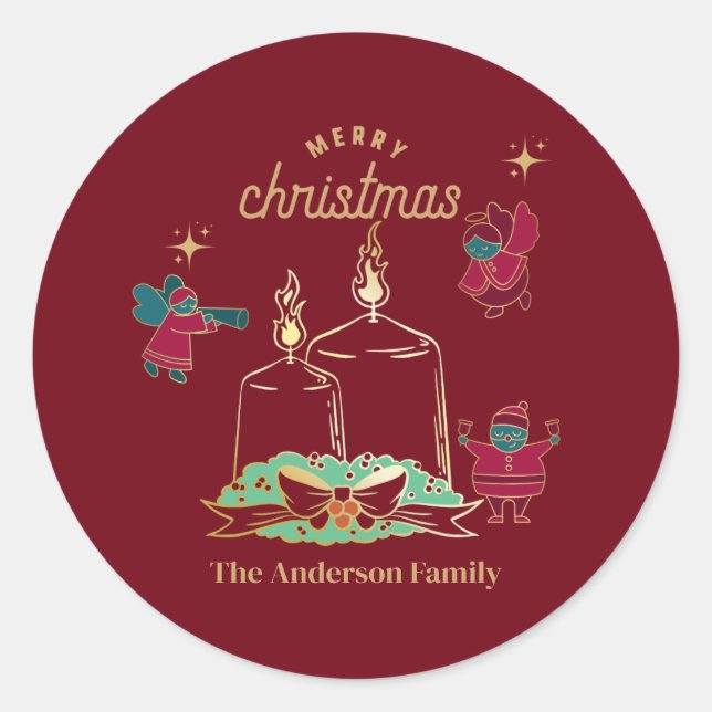 Pegatina Redonda Vela y hada (Anverso)