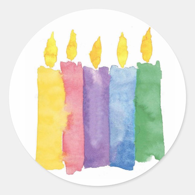 Pegatina Redonda velas de cumpleaños (Anverso)