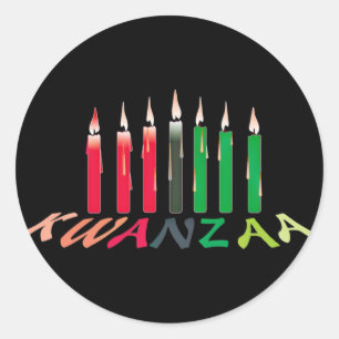 Pegatina Redonda Velas de Kwanzaa