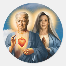 Pegatina Redonda Velas de la oración de Saint Biden Harris