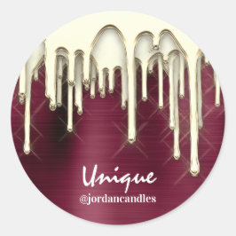 Pegatina Redonda Velas de pequeño busNombre de iness Golpe de oro B