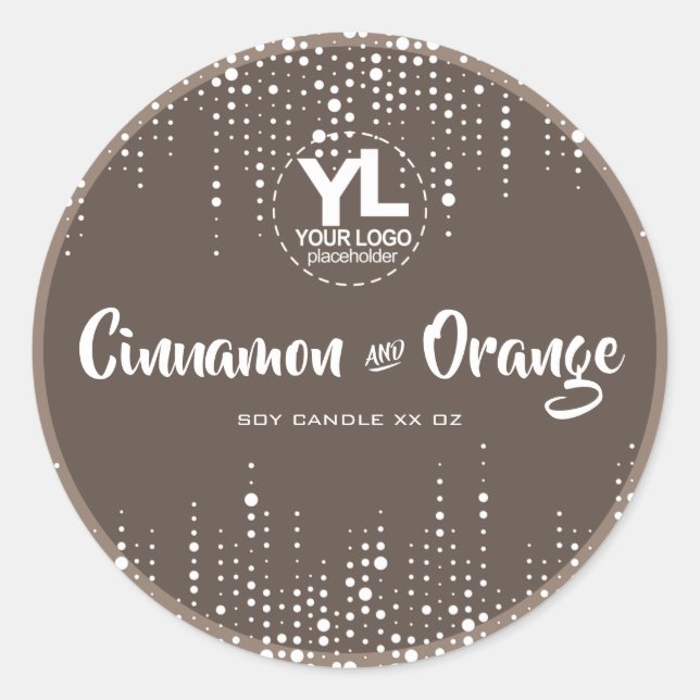 Pegatina Redonda Velas de soja Empaquetado Purpurina de lluvia torr (Anverso)