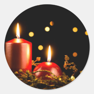 Pegatina Redonda Velas del navidad