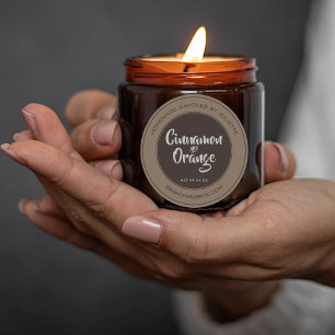 Pegatina Redonda Velas Embalaje Producto Natural Marrón Círculo