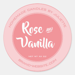 Pegatina Redonda Velas Empaquetado Rosa Nombre del producto Círculo