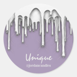 Pegatina Redonda Velas para un pequeño autobúsNombre de Inés Púrpur