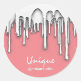 Pegatina Redonda Velas Pequeños AutobúsNombre Inés Rosa Gris Platea