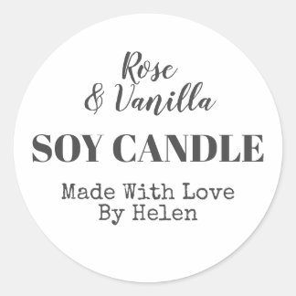 Pegatina Redonda Velas Sencillas De Soja De Color Blanco Y Negro