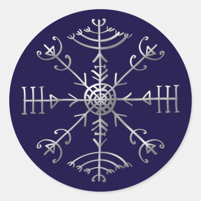 Pegatina Redonda Veldismagn, Islandia, protección, fuga, magia (Anverso)