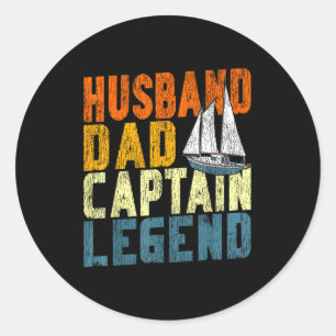 Pegatina Redonda Velero de vela retro vintage marido papá capitán