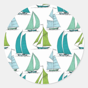 Pegatina Redonda Veleros en el modelo del agua