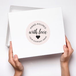 Pegatina Redonda Velita "Vertida a Mano" Con Amor 