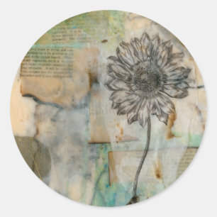 Pegatina Redonda Vellum Floral I