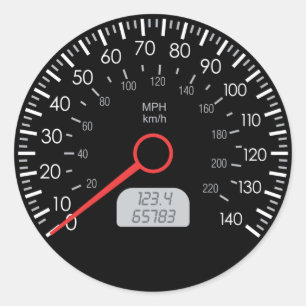 PEGATINA REDONDA VELOCIDAD DEL AUTOMÓVIL