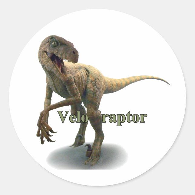 Pegatina Redonda Velociraptor (Anverso)