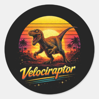 Pegatina Redonda Velociraptor