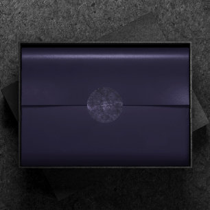 Pegatina Redonda Velvety Midnight Damask   Grunge índigo morado