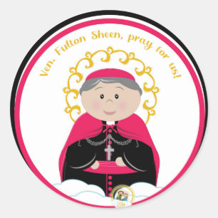 Pegatina Redonda Ven. Fulton Sheen