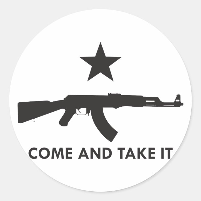 Pegatina Redonda ¡Ven y tómalo! AK47 (Anverso)