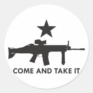 Pegatina Redonda ¡Ven y tómalo! (Rifle 2)