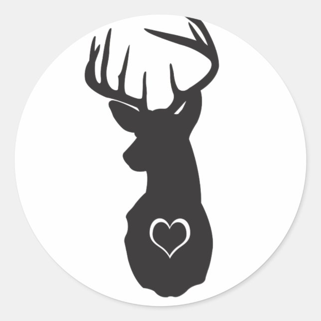 Pegatina Redonda Venado hipster con corazón (Anverso)