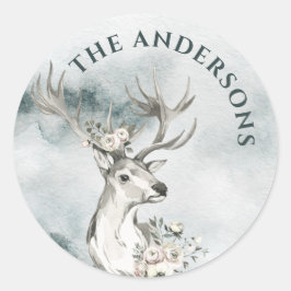 Pegatina Redonda Vendedor con flores acuarela Pequeñas etiquetas re