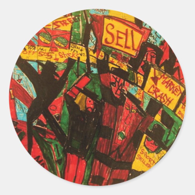 Pegatina Redonda vendedores cortos (Anverso)