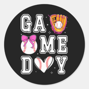 Pegatina Redonda Vender a la hermana Coquette Bow Game Day Vender M