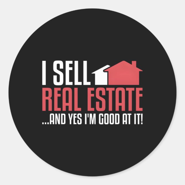 Pegatina Redonda Vender agente inmobiliario (Anverso)