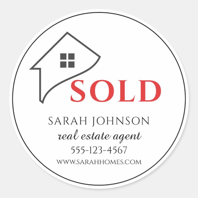 Pegatina Redonda Vender bienes raíces (Anverso)